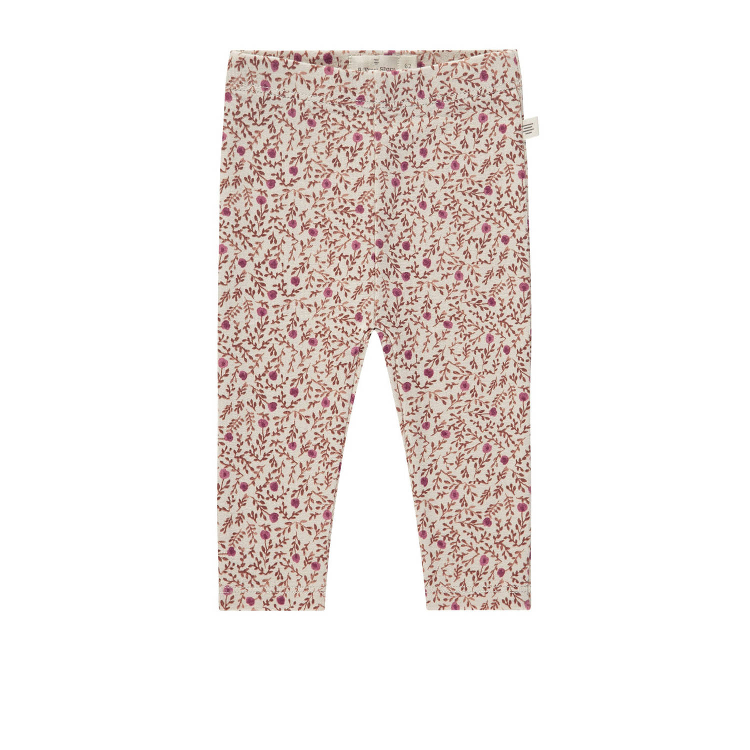 A Tiny Story baby regular fit broek met all over print beige roze
