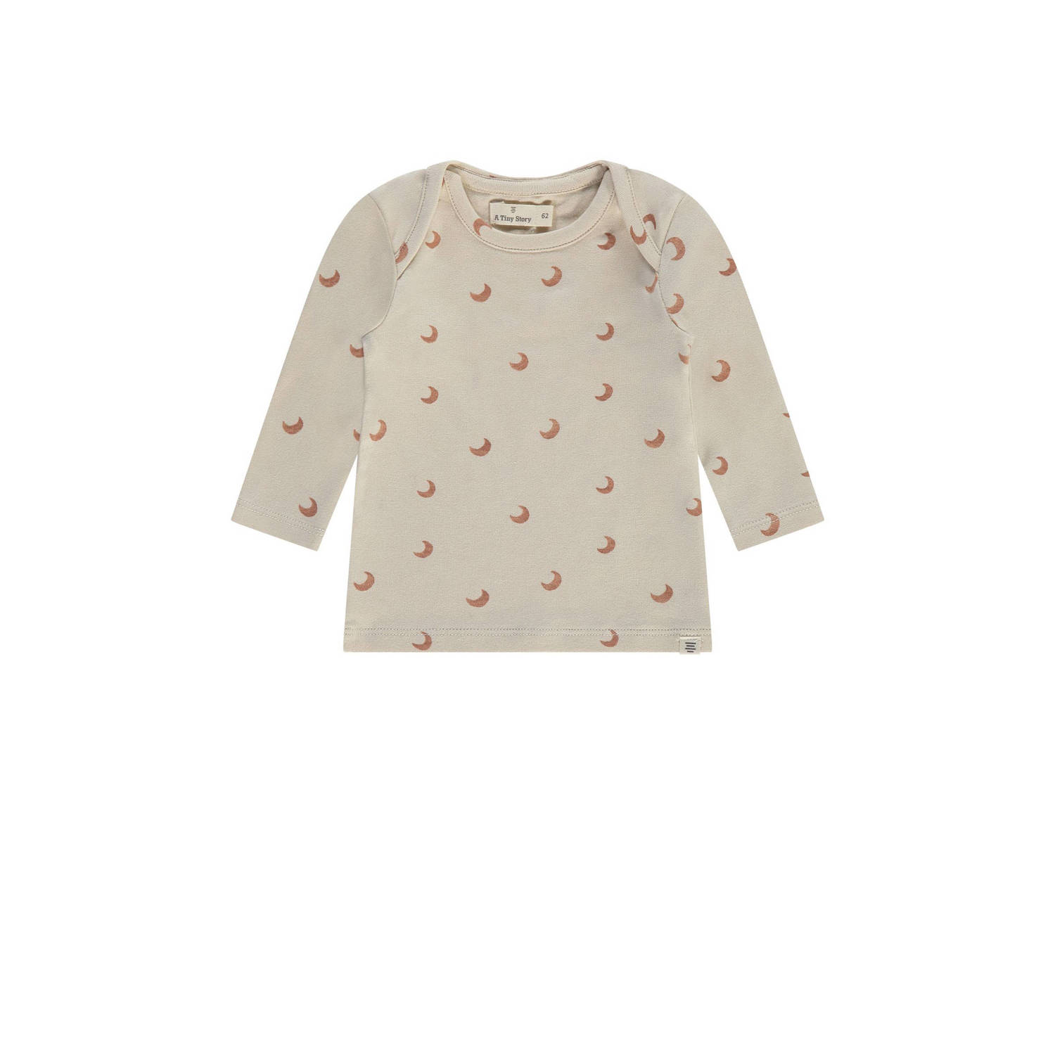 A Tiny Story baby longsleeve met all over print beige camel