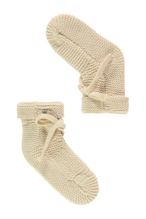 gebreide baby slofjes beige