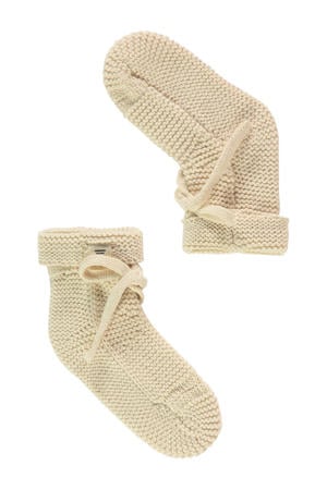 gebreide baby slofjes beige