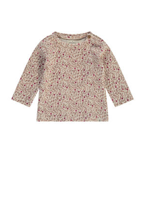 baby longsleeve met all over print beige/roze