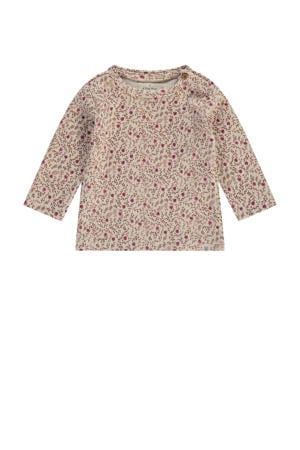 baby longsleeve met all over print beige/roze