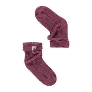 gebreide baby slofjes plum