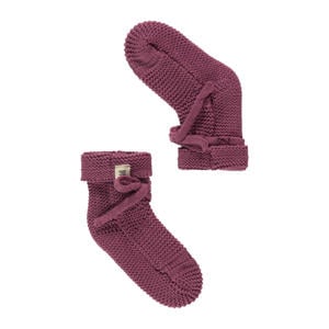 gebreide baby slofjes plum