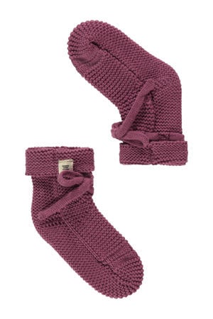 gebreide baby slofjes plum