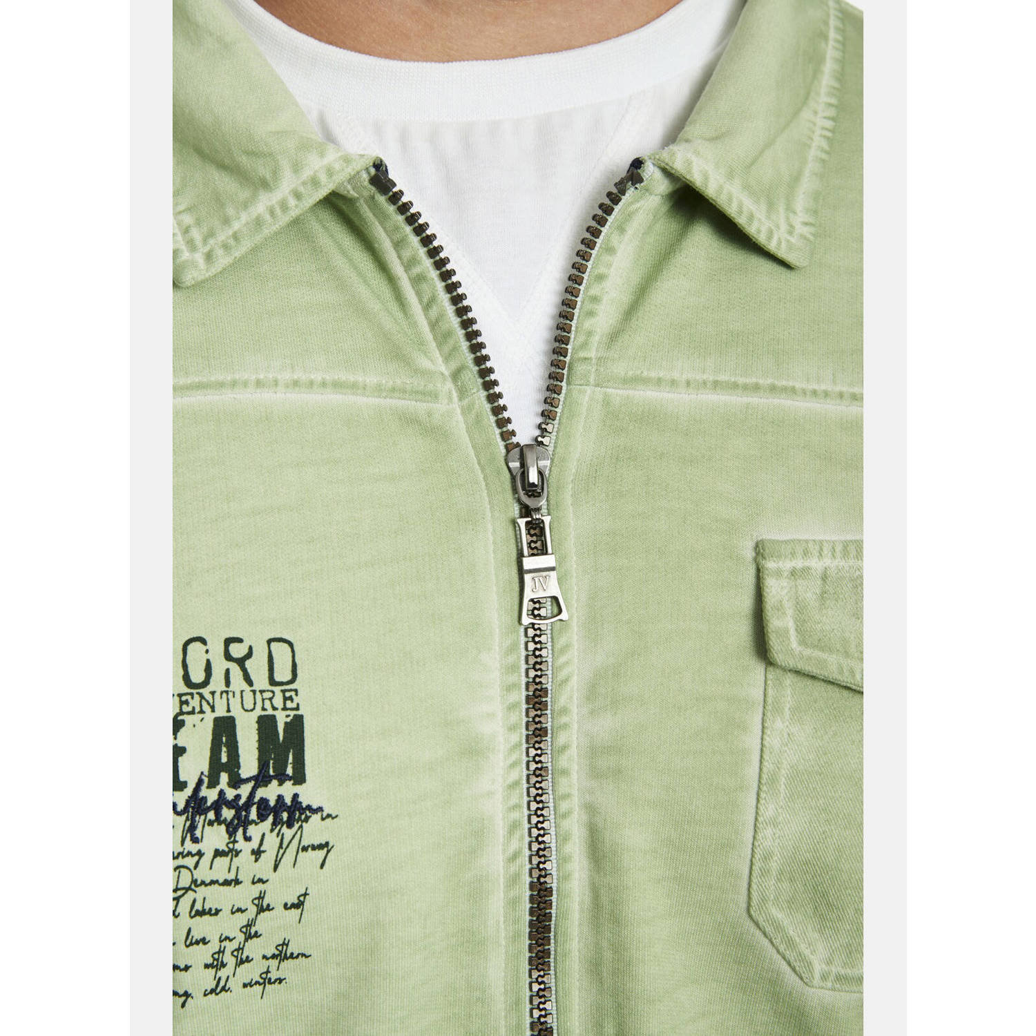 Jan Vanderstorm sweatvest FOLKWARD Plus Size met printopdruk lichtgroen