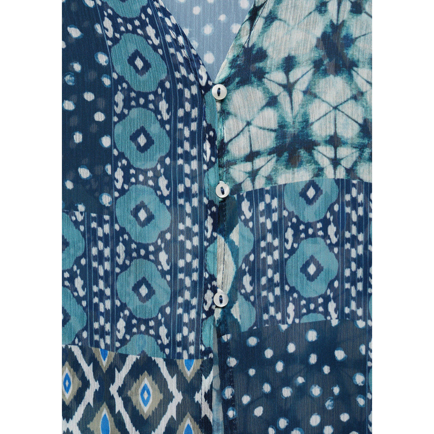 MANGO TEEN gilet met all over print blauw wit