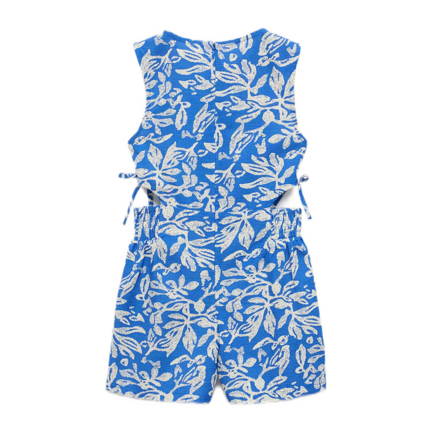 Mango Kids gebloemde playsuit helderblauw wit