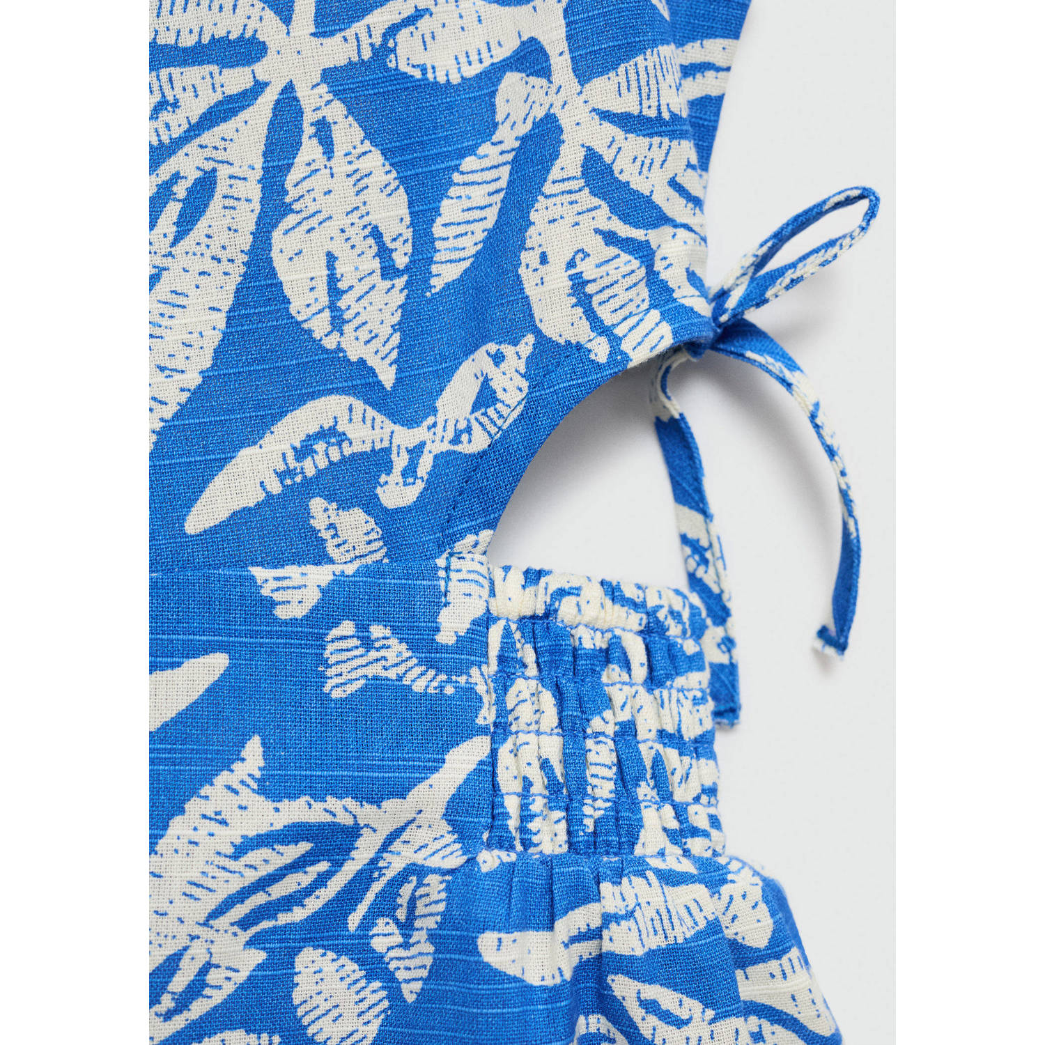 Mango Kids gebloemde playsuit helderblauw wit