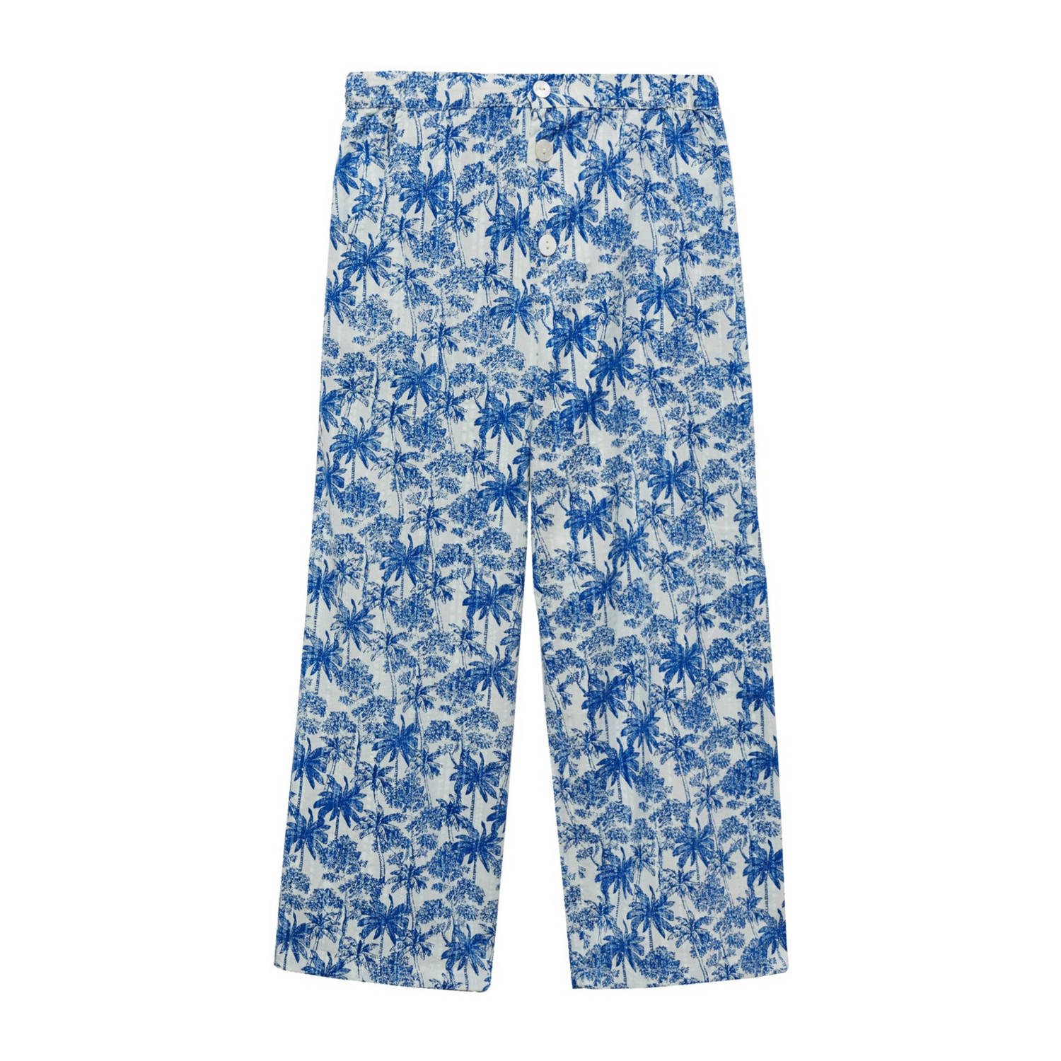 Mango Kids broek met all over print middenblauw Meisjes Katoen All over print 116