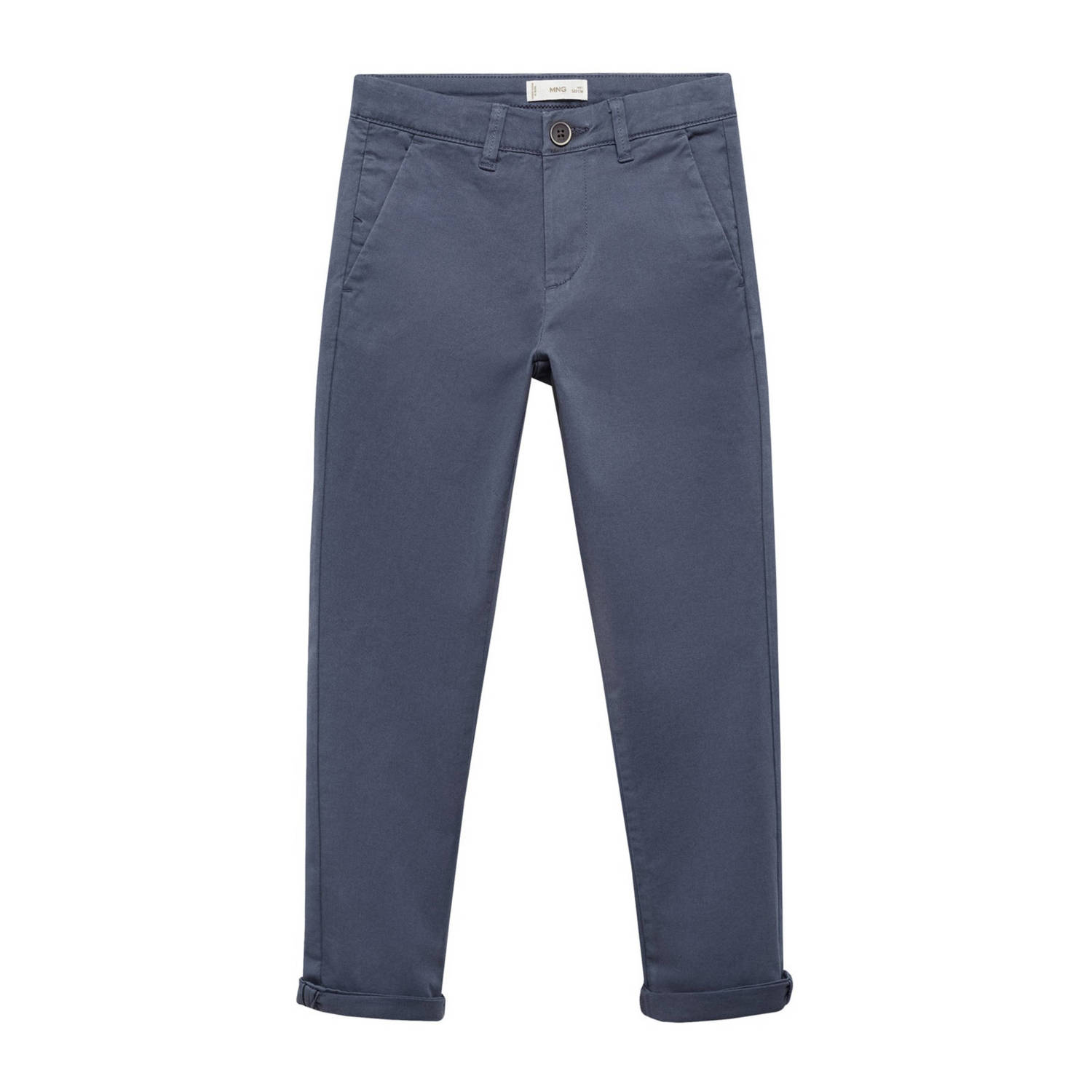 Mango Kids broek middenblauw Jongens Stretchkatoen Effen 116