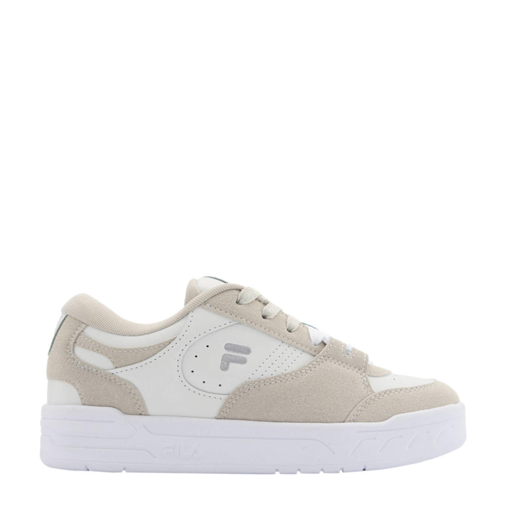 Beige en witte dames Fila sneakers van imitatieleer met veters