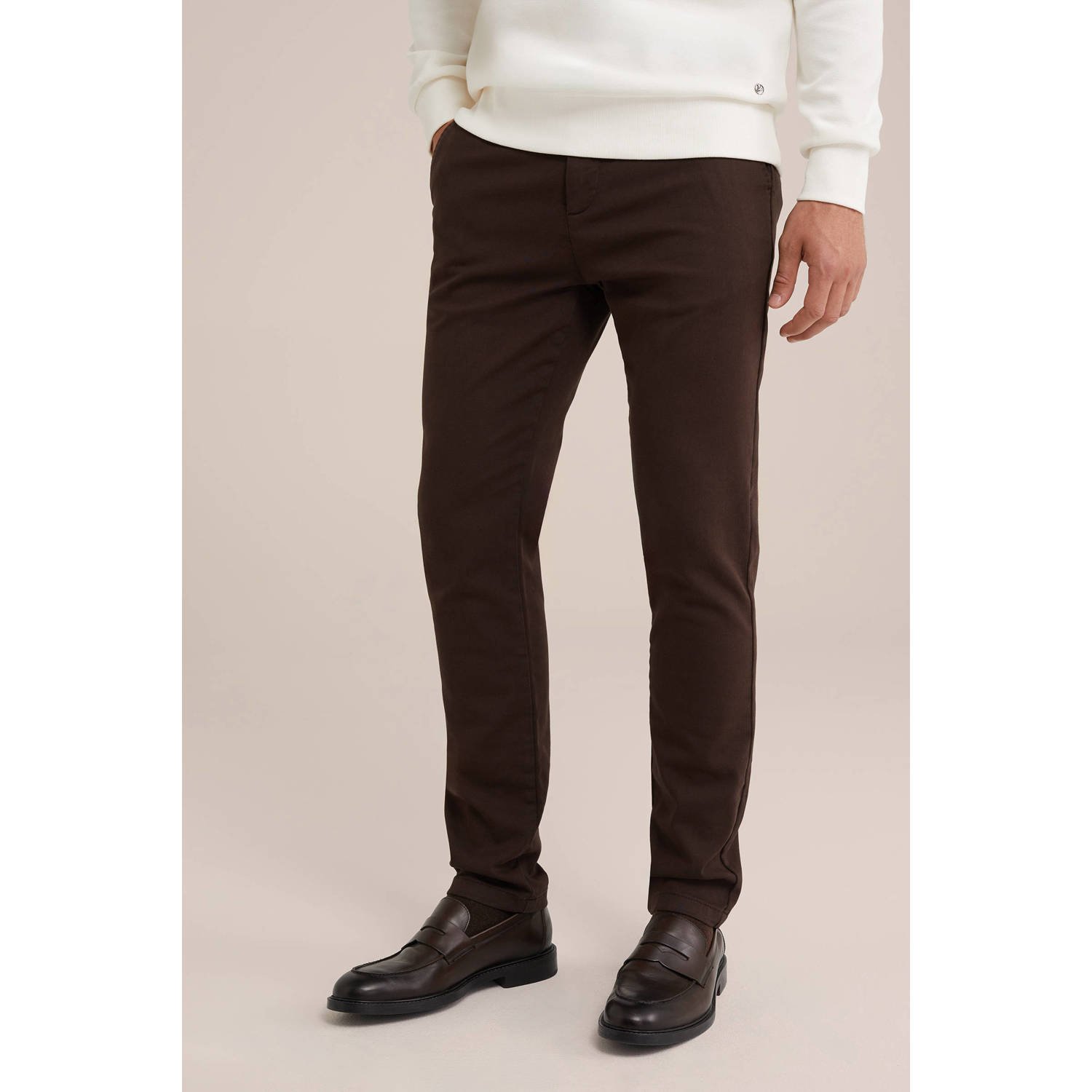 WE Fashion slim chino donkerbruin
