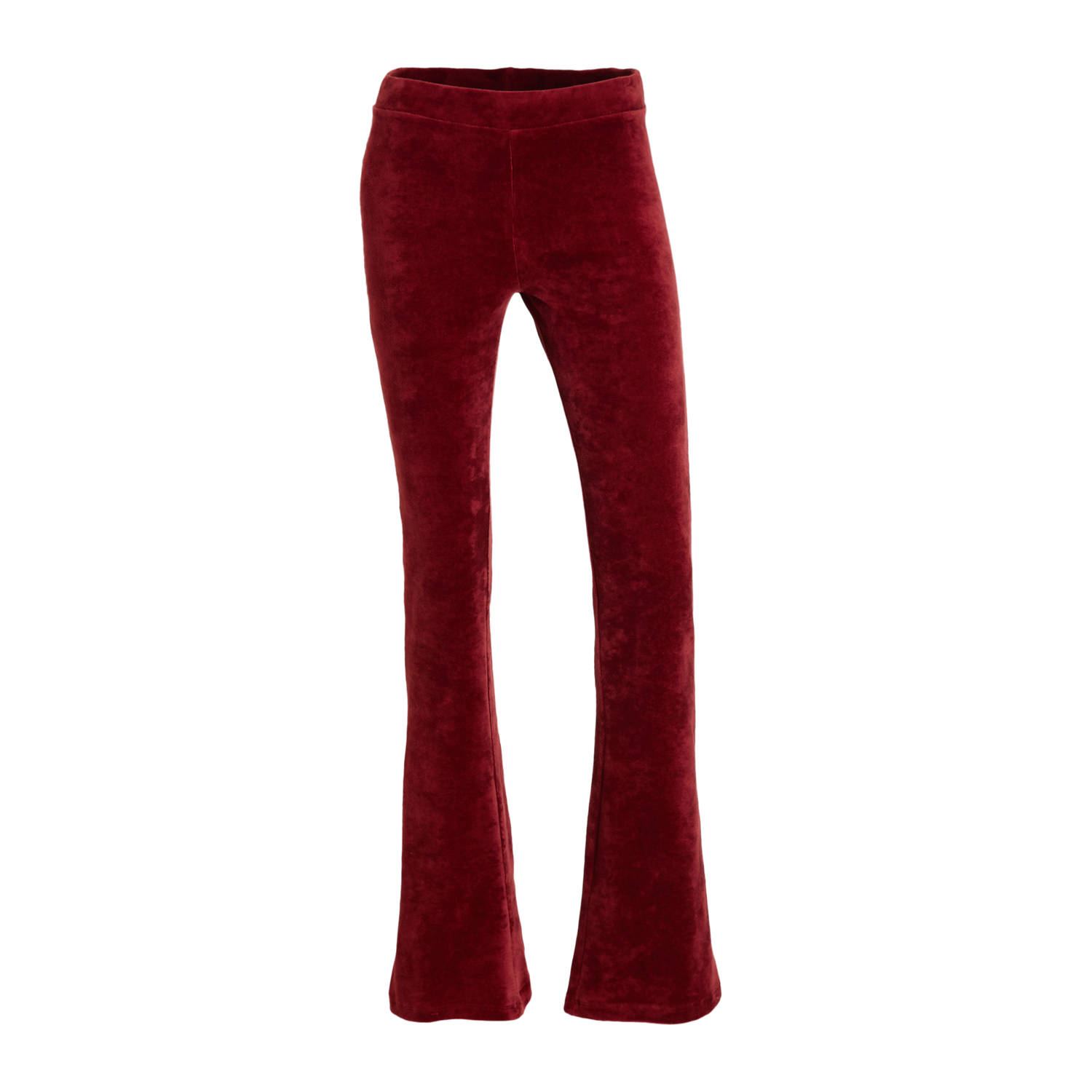 Anytime fluwelen flared broek bordeauxrood