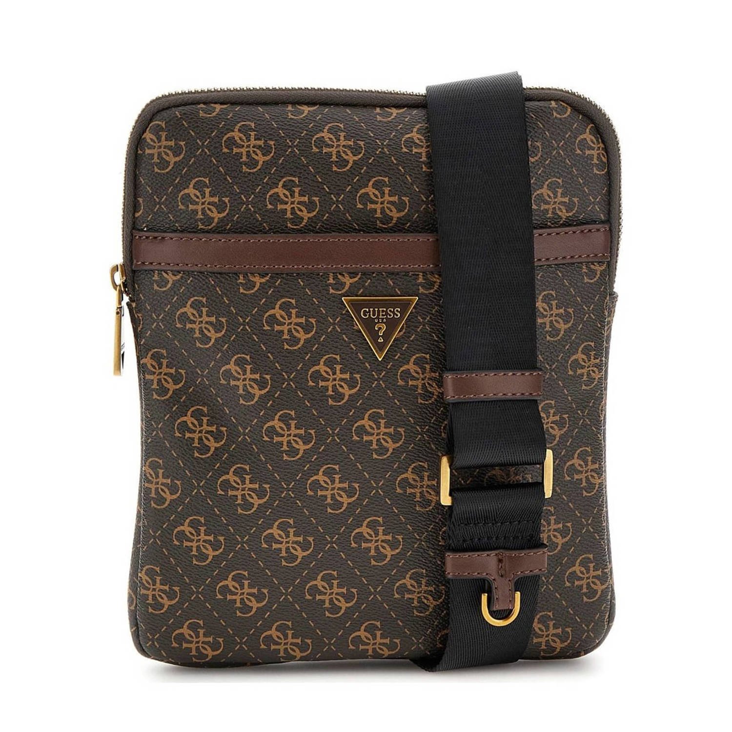GUESS schoudertas met logoprint donkerbruin