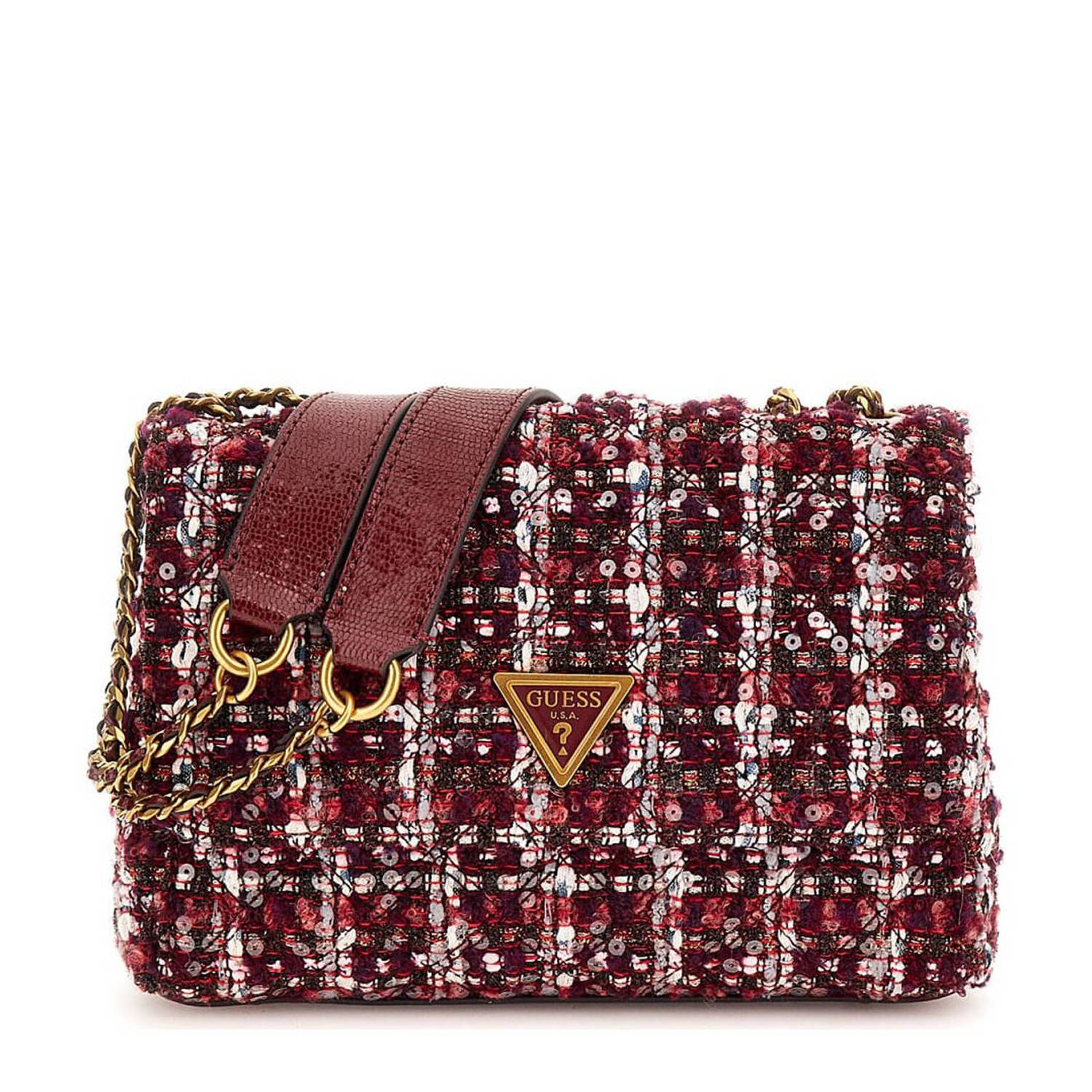 GUESS tweed crossbody tas Giully bordeauxrood