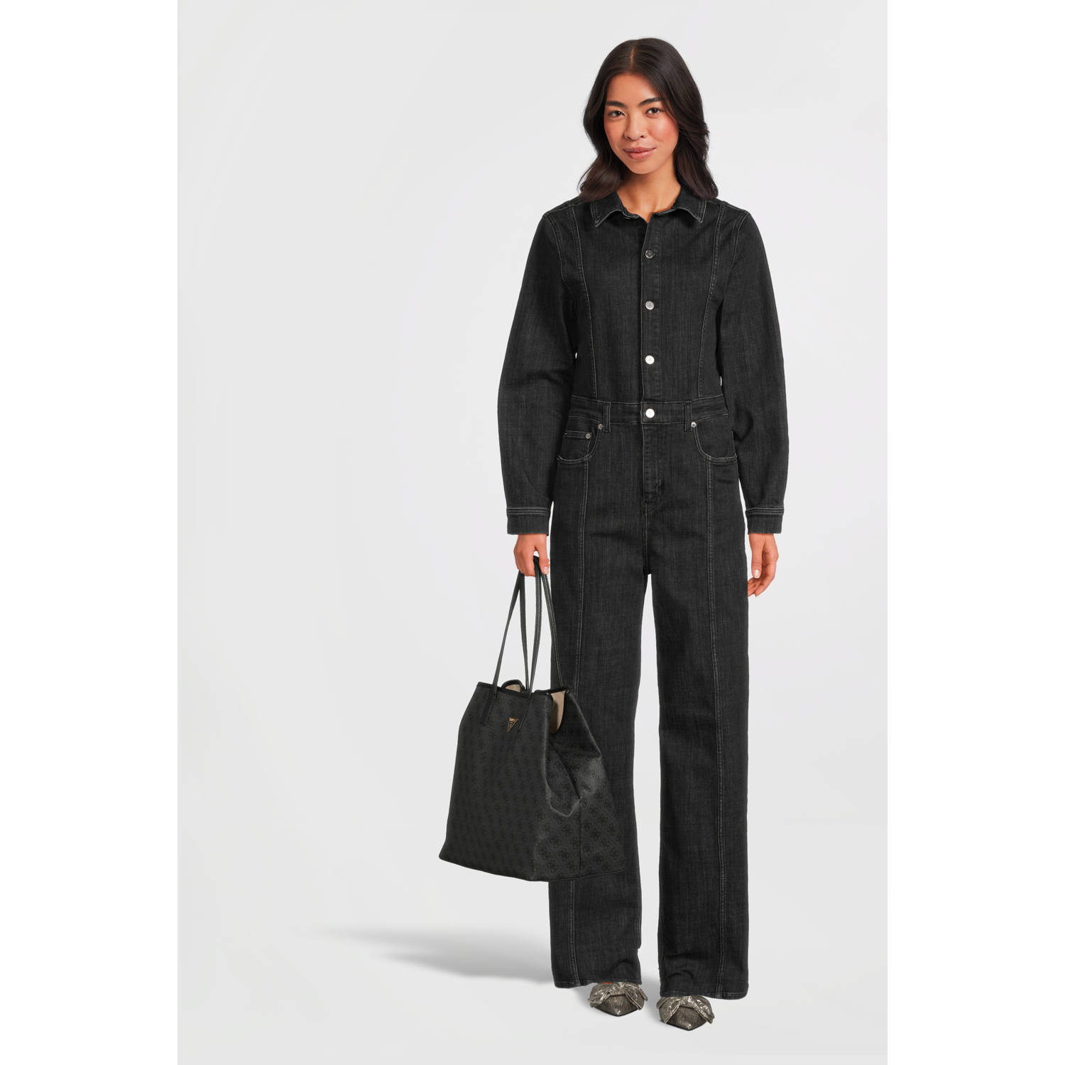 GUESS shopper Victtoria met logoprint antraciet