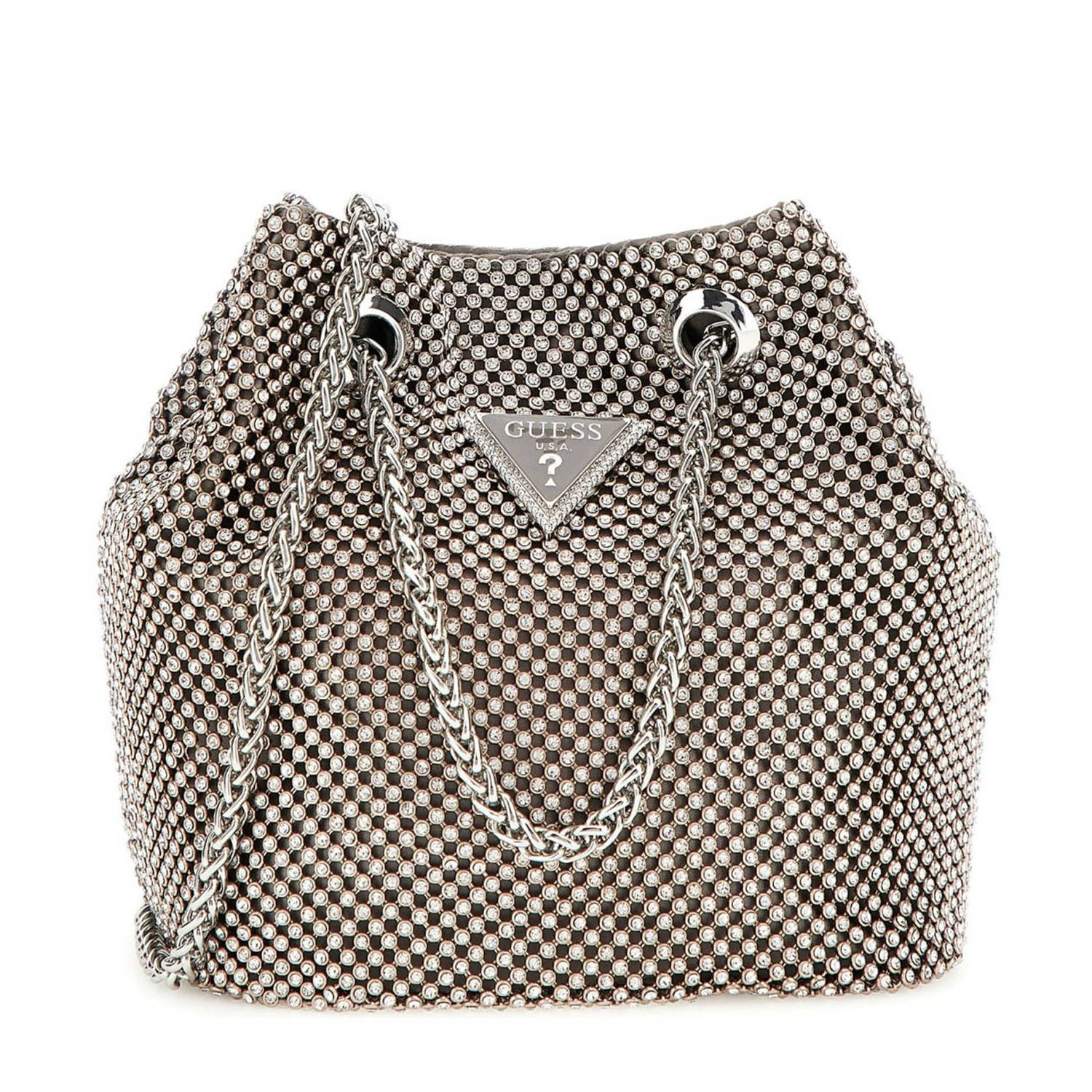 GUESS handtas Zalina met strass zilverkleurig