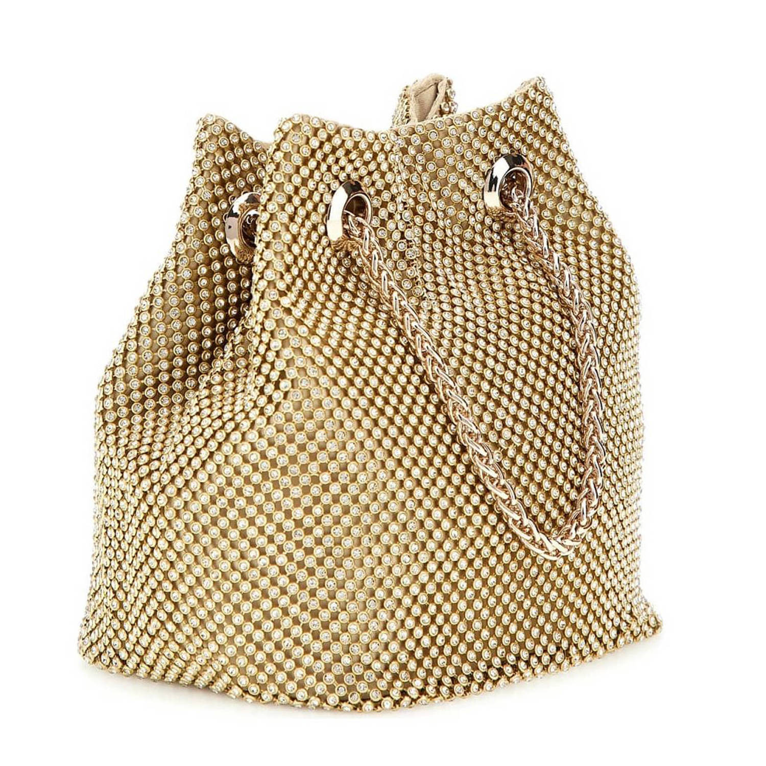 GUESS handtas met strass Zalina goudkleurig