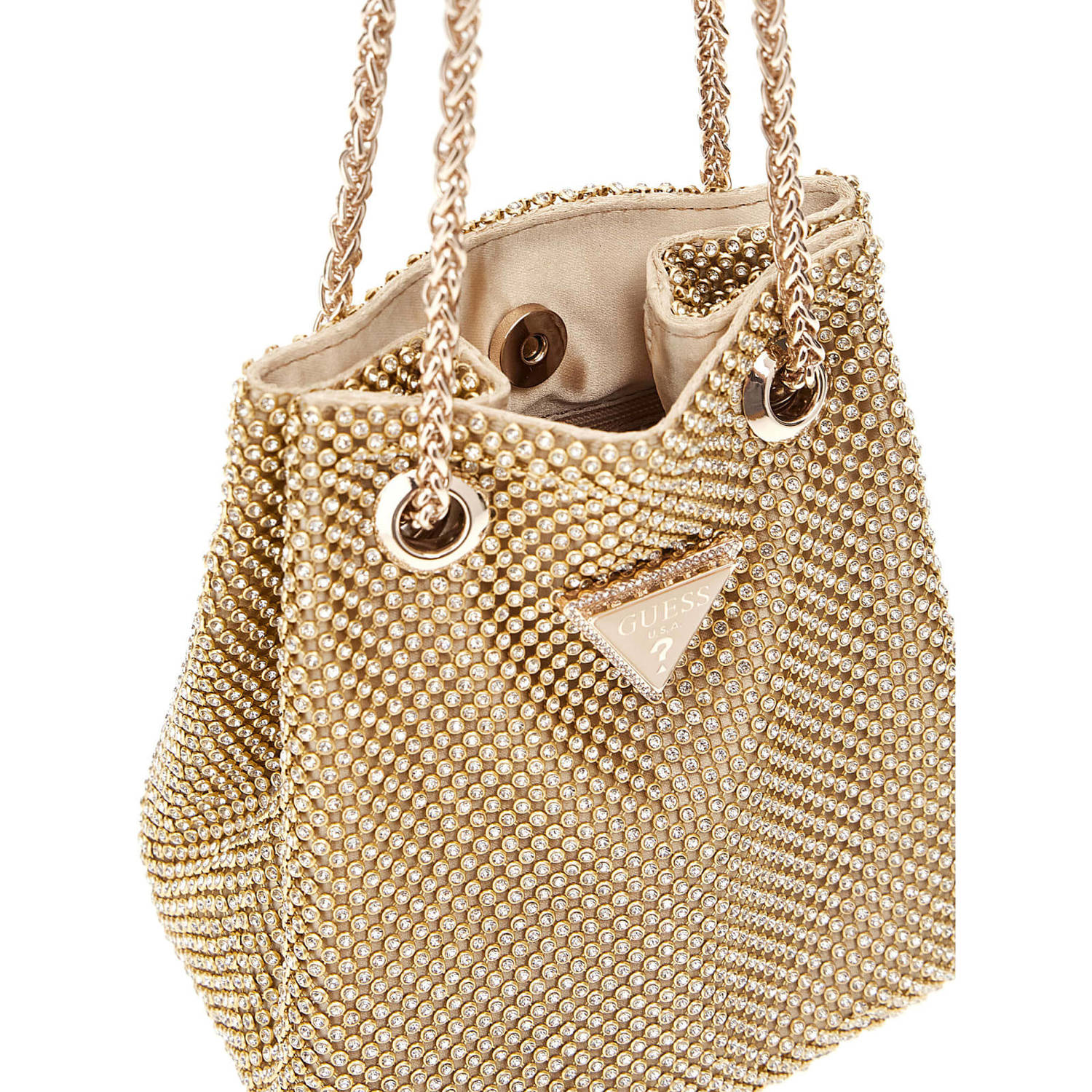 GUESS handtas met strass Zalina goudkleurig