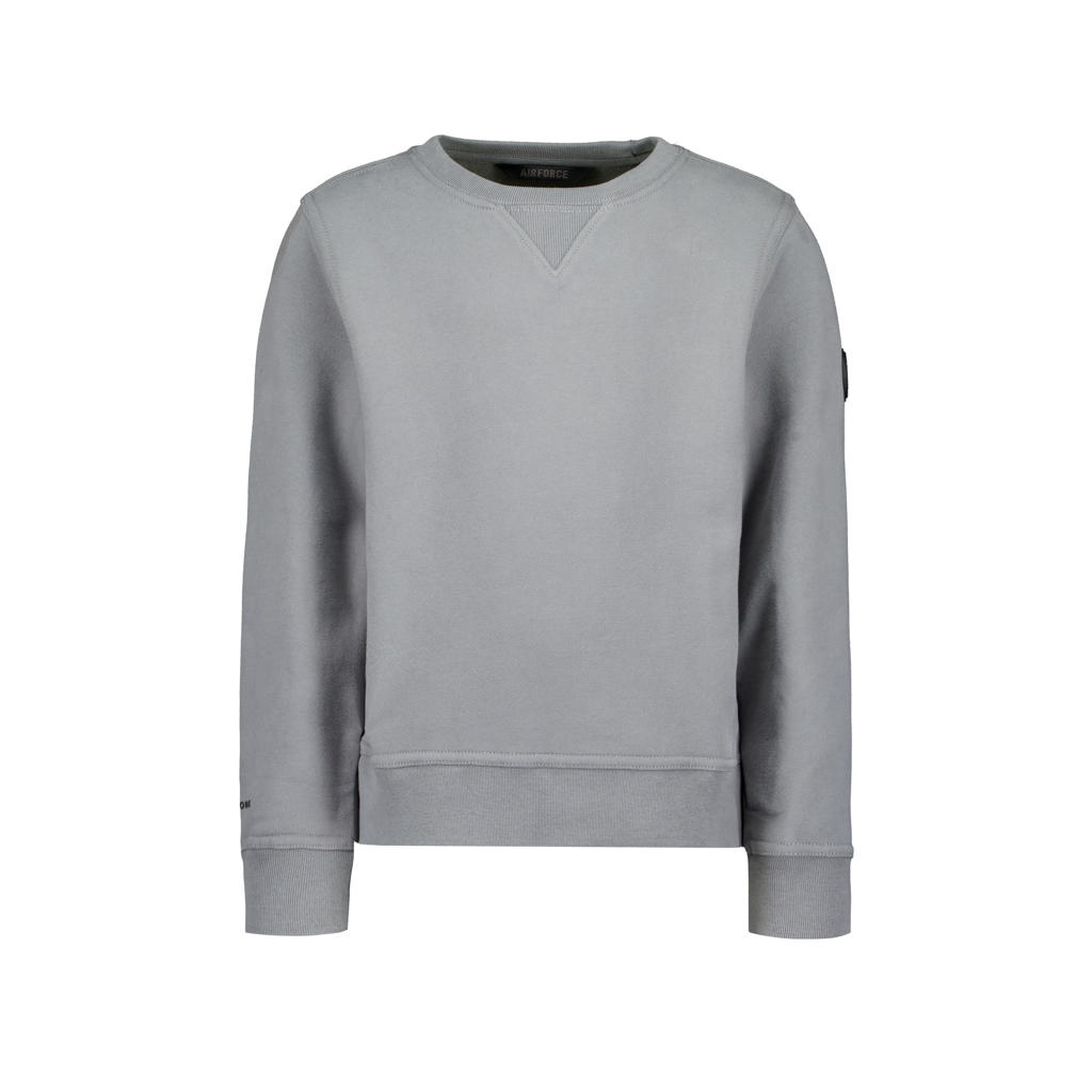 Blauwe jongens Airforce sweater van katoen met effen, lange mouwen en ronde hals