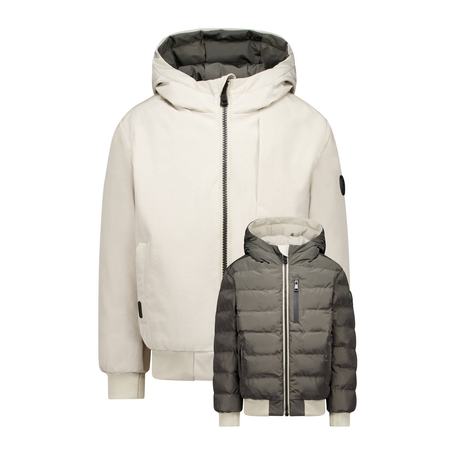 Airforce reversible gewatteerde winterjas ecru bruin