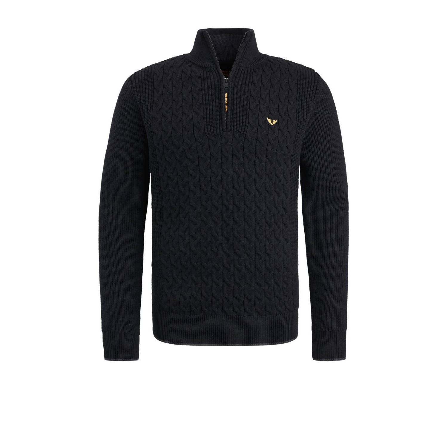 PME Legend Knitted Half Zip Trui Cable Zwart