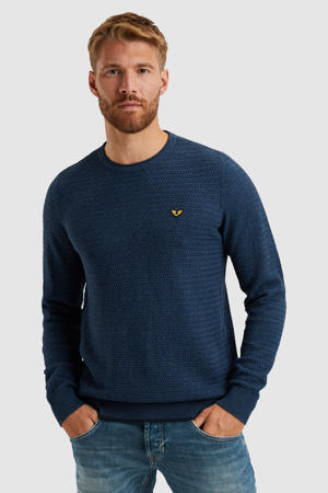 gebreide trui ingebreid patroon blauw