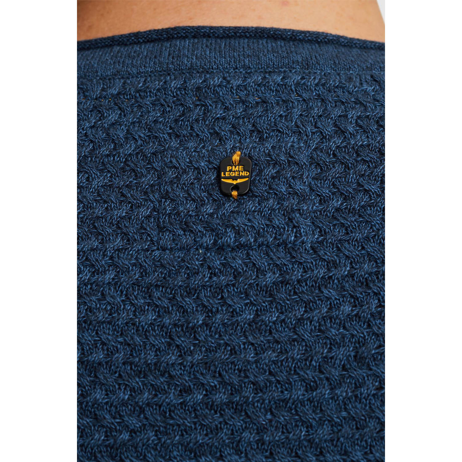 PME Legend gebreide trui ingebreid patroon blauw
