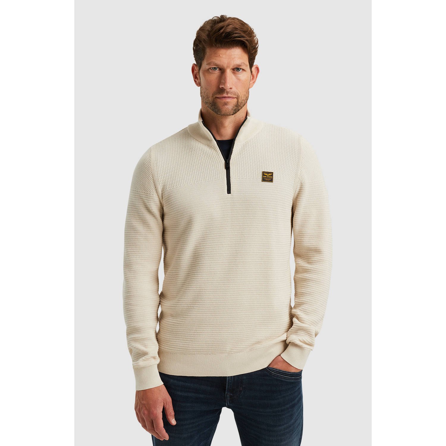 PME LEGEND Heren Truien & Vesten Half Zip Collar Cotton Mouline Zand