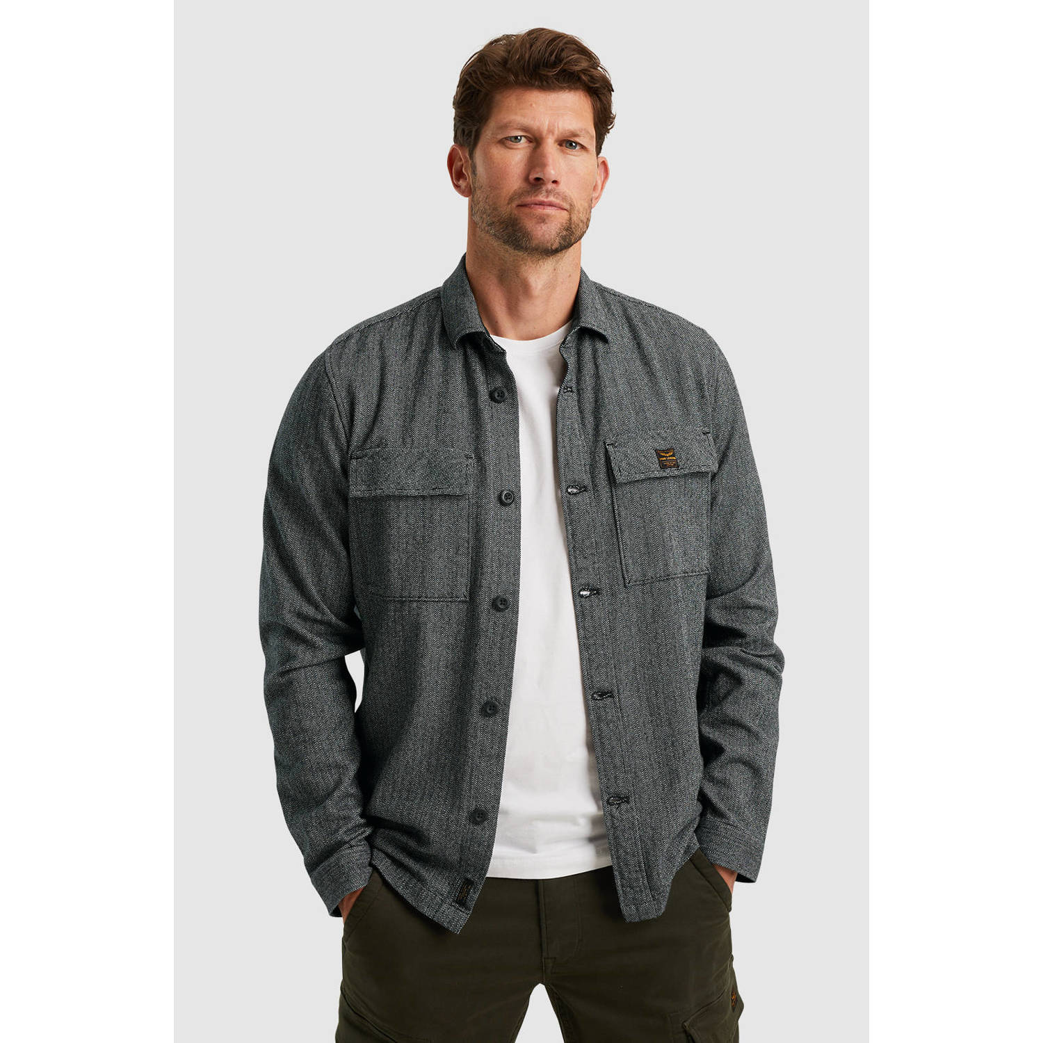 PME Legend Tweedlook Overhemd Lange Mouw Psi2410214 Black Heren