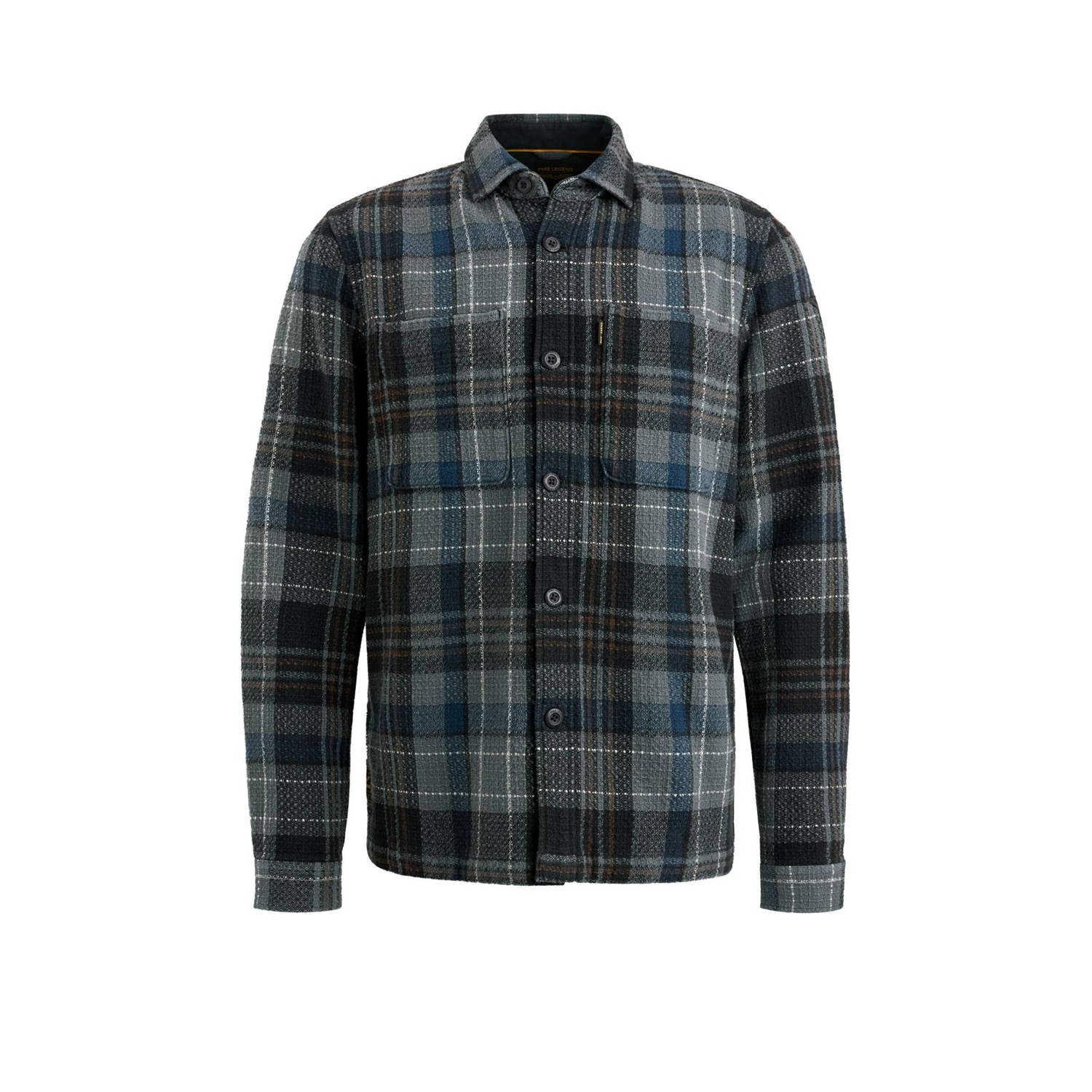 PME LEGEND Heren Overhemden Long Sleeve Shirt Dobby Mattweave Antraciet