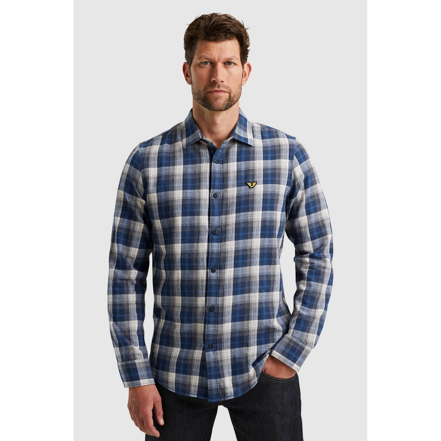 PME Legend Lange Mouw Twill Yarndyed Overhemd Blue Heren