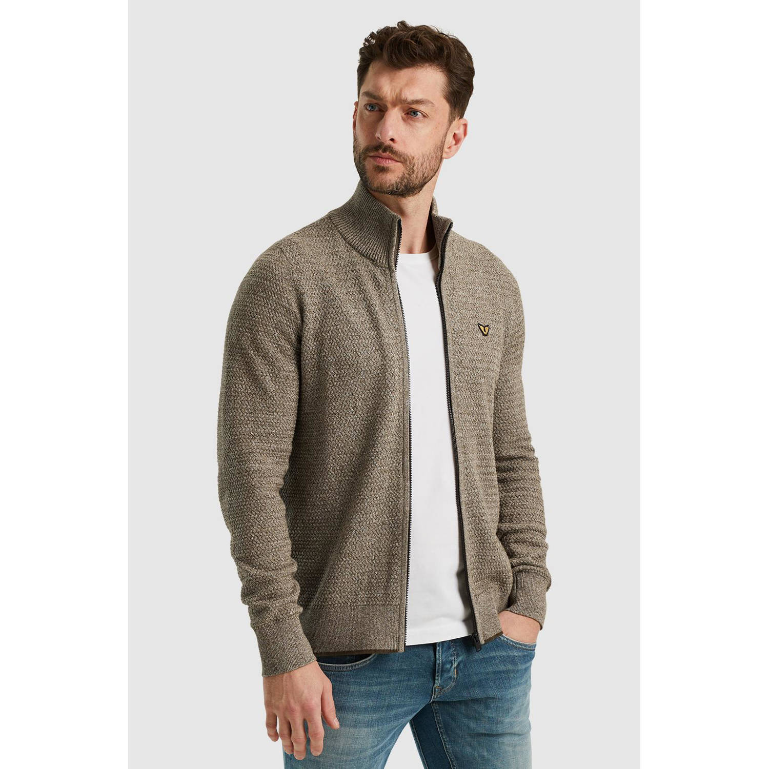 PME Legend gebreid vest ingebreid patroon groen