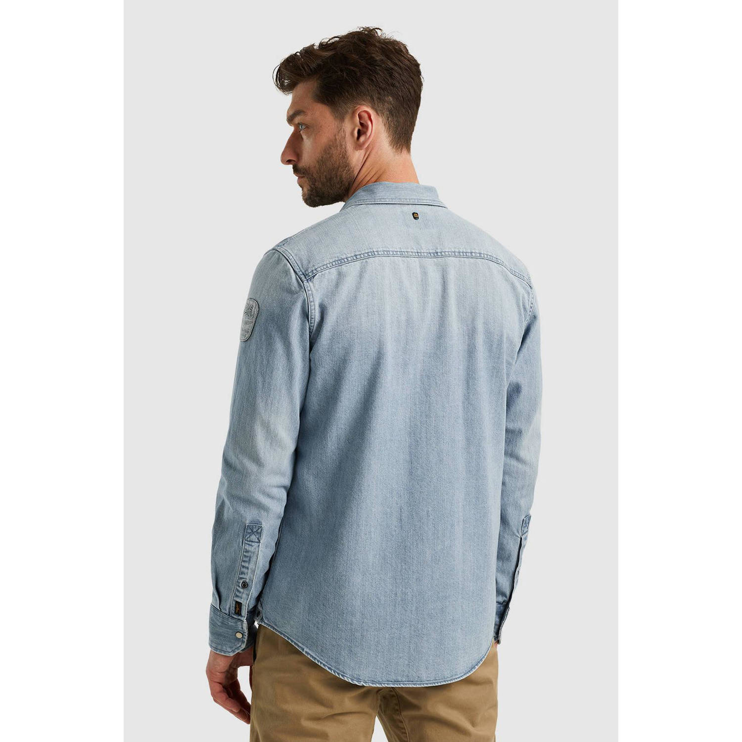 PME Legend casual overhemd light blue denim