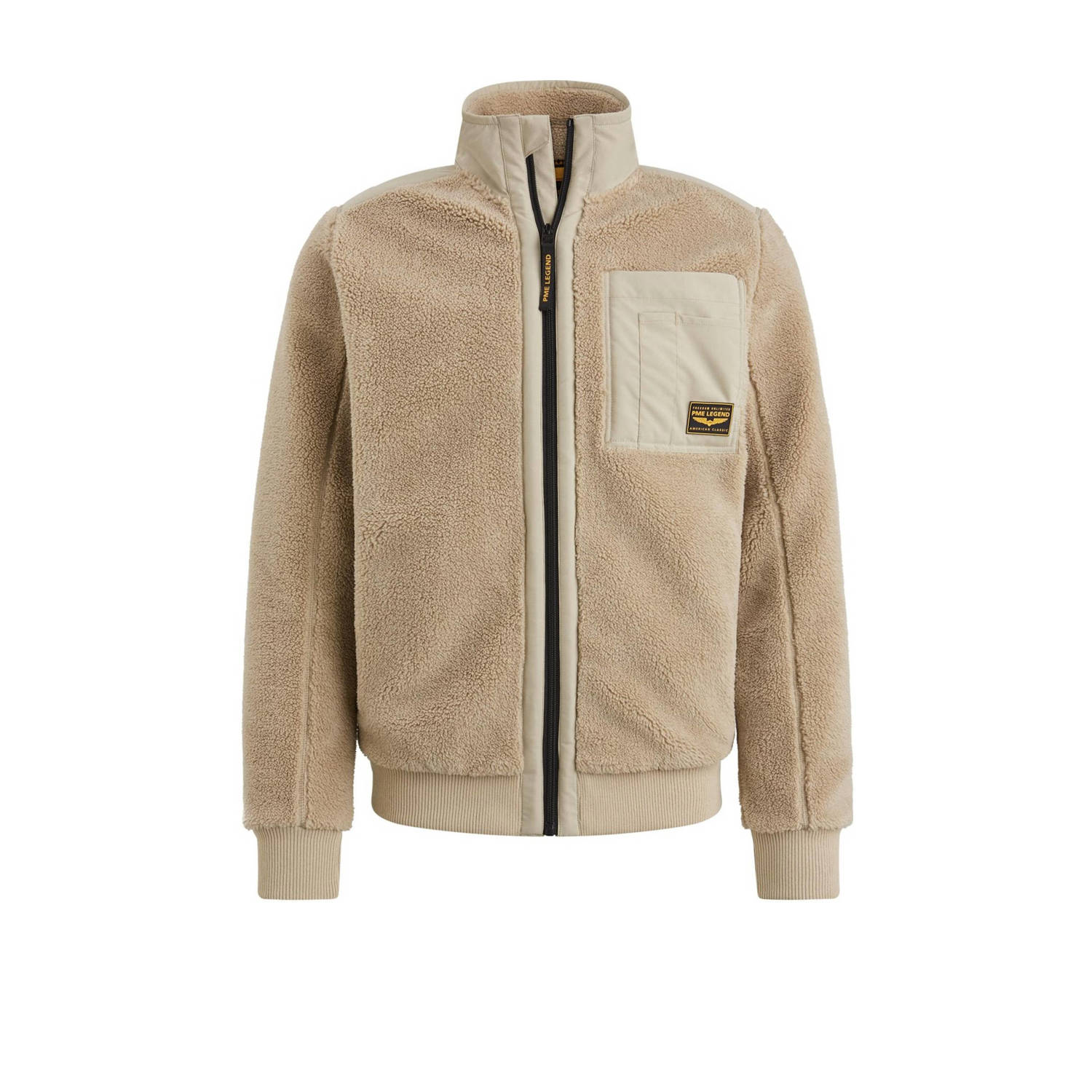 PME Legend Sherpa Zip Jas Volledige Rits Knoop Beige Heren