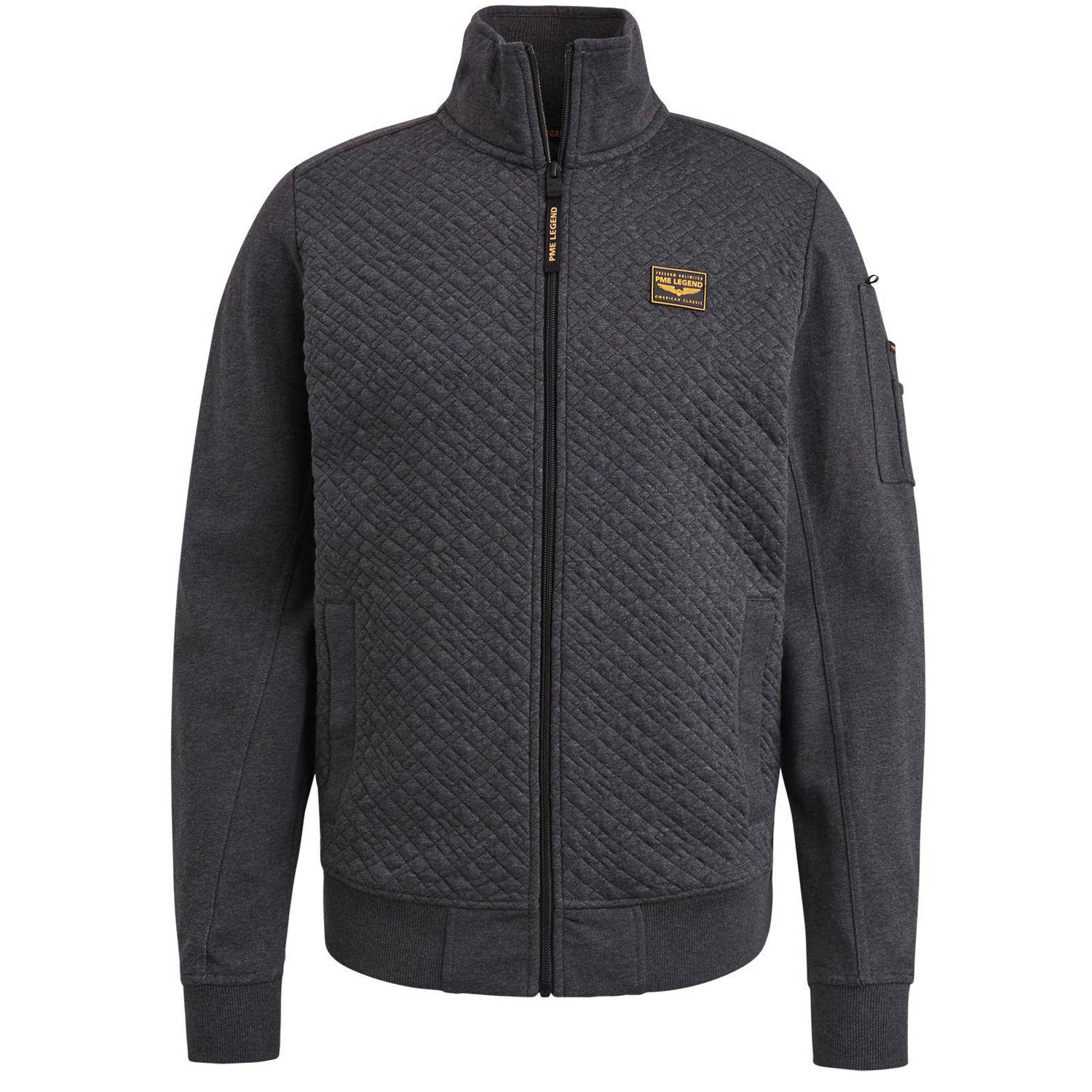 PME Legend Jacquard Interlock Rits Jas Sweater Gray Heren