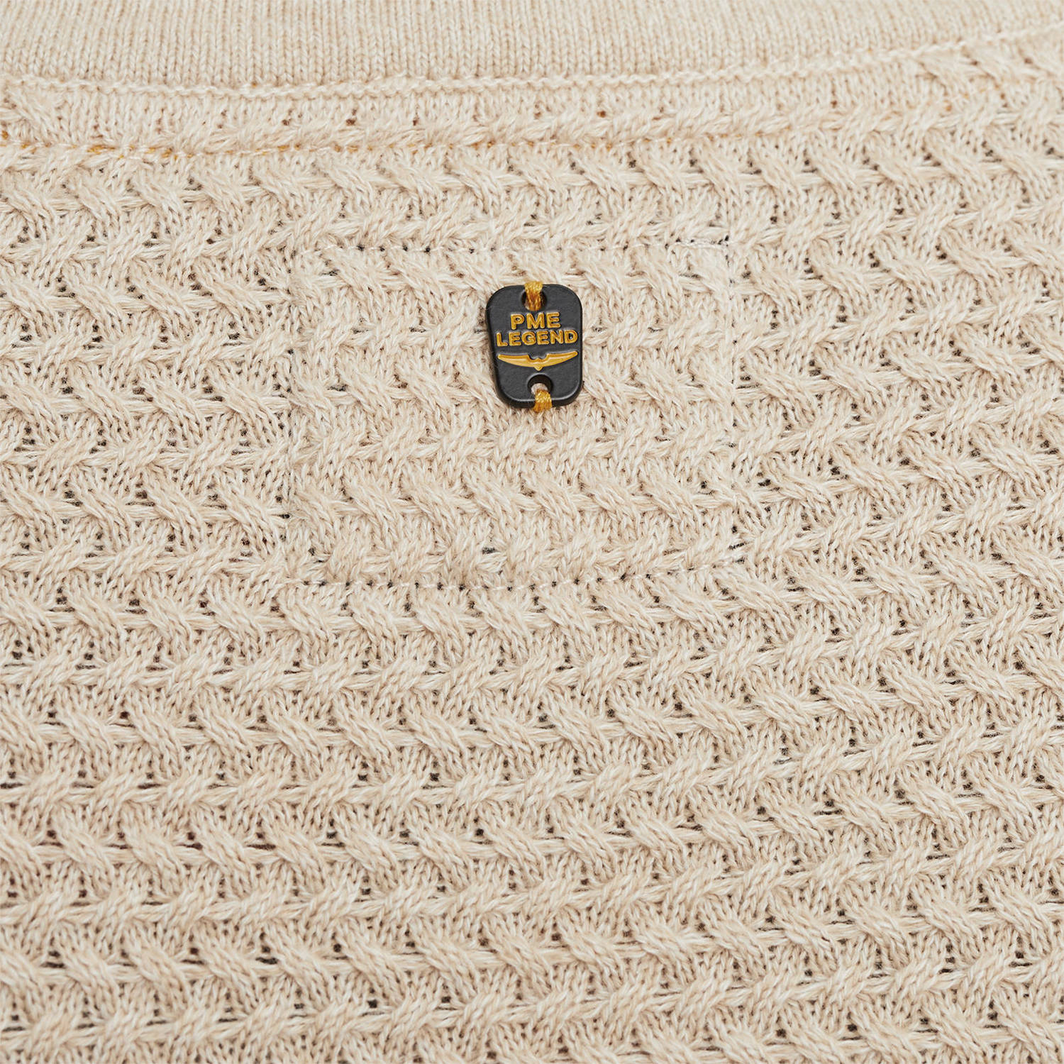 PME Legend gebreide trui ingebreid patroon beige