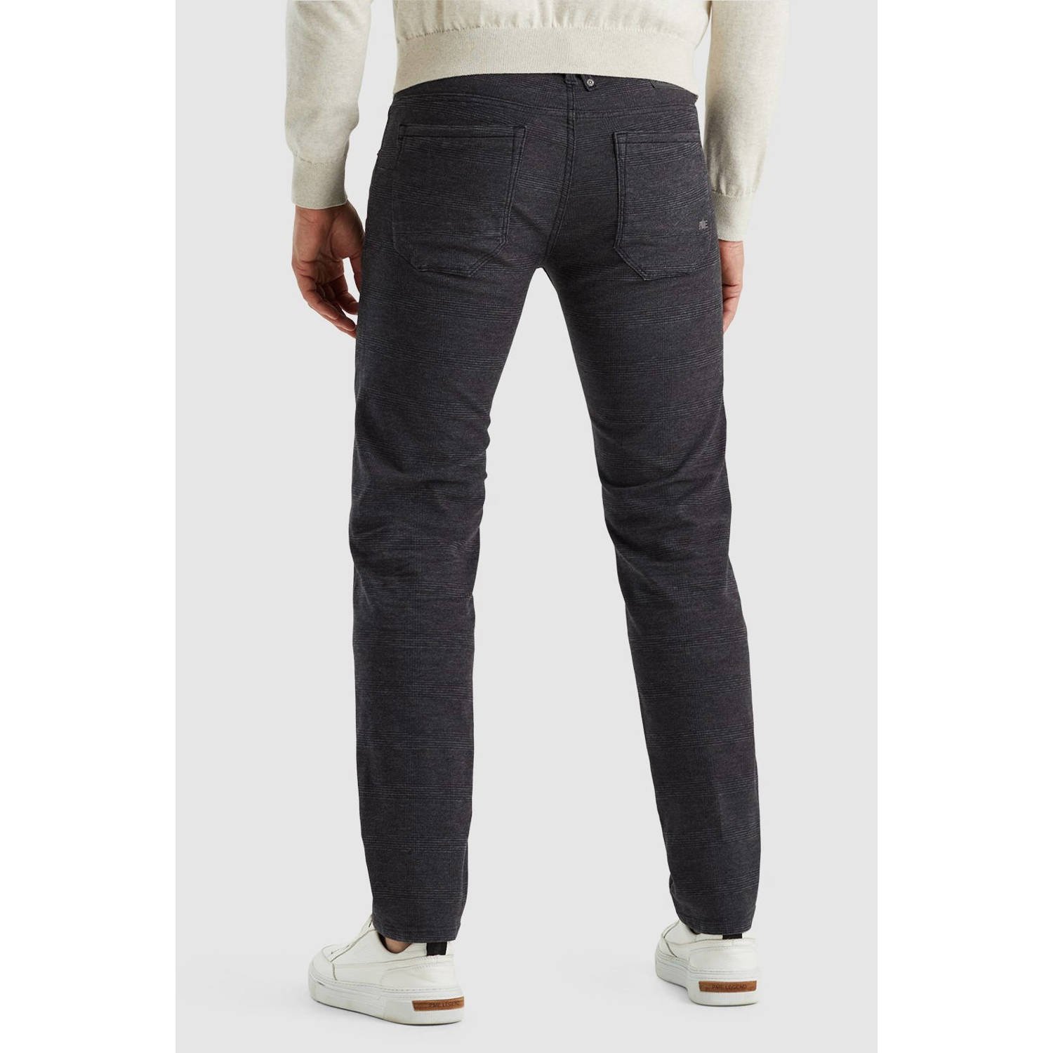 PME Legend geruite regular fit broek NIGHTFLIGHT grijs