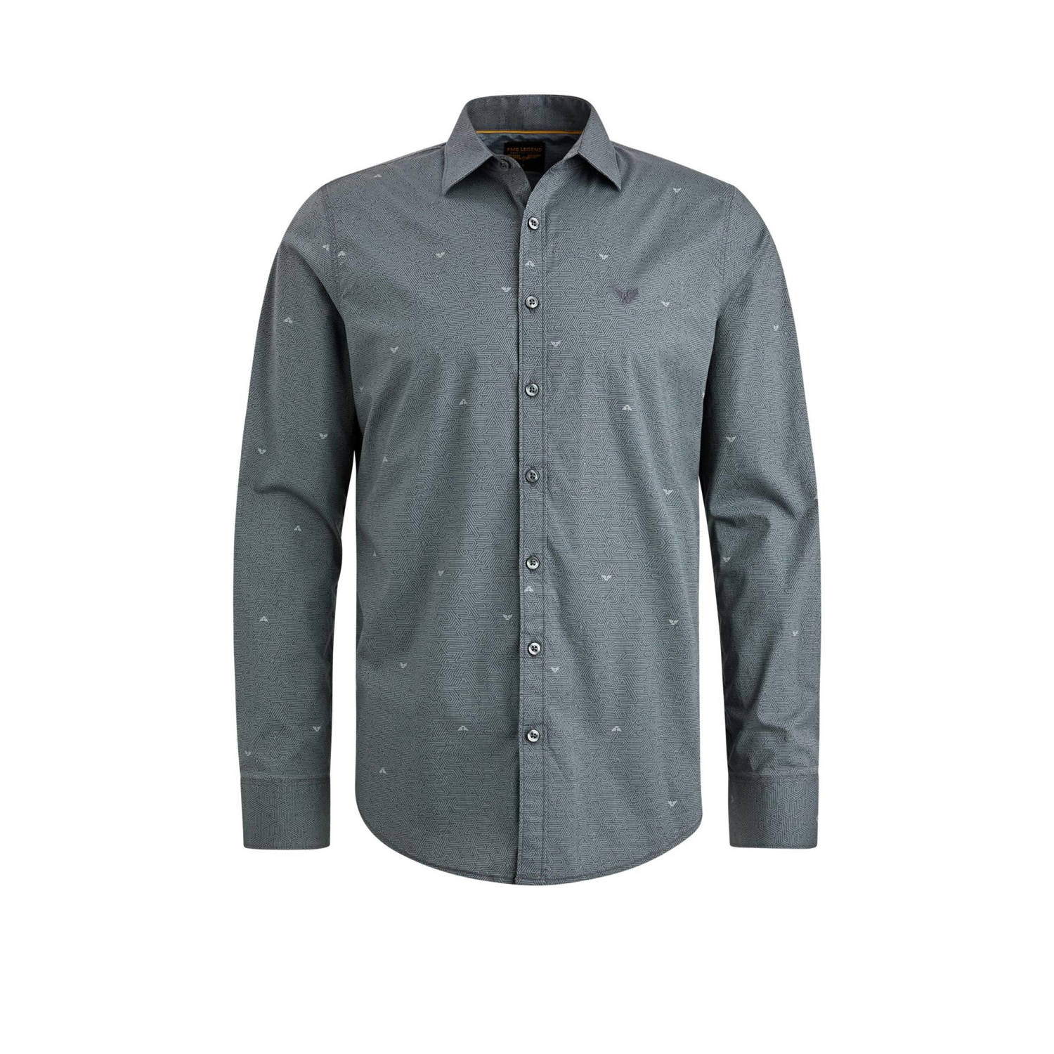 PME Legend Gedrukt lang mouw poplin overhemd Black Heren
