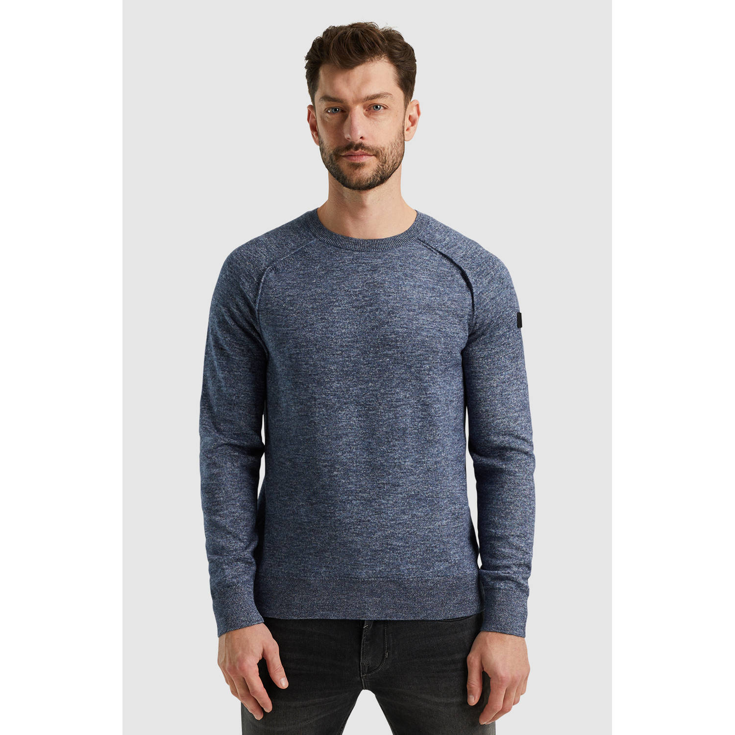 PME Legend R-neck soft blend pullover Blue Heren