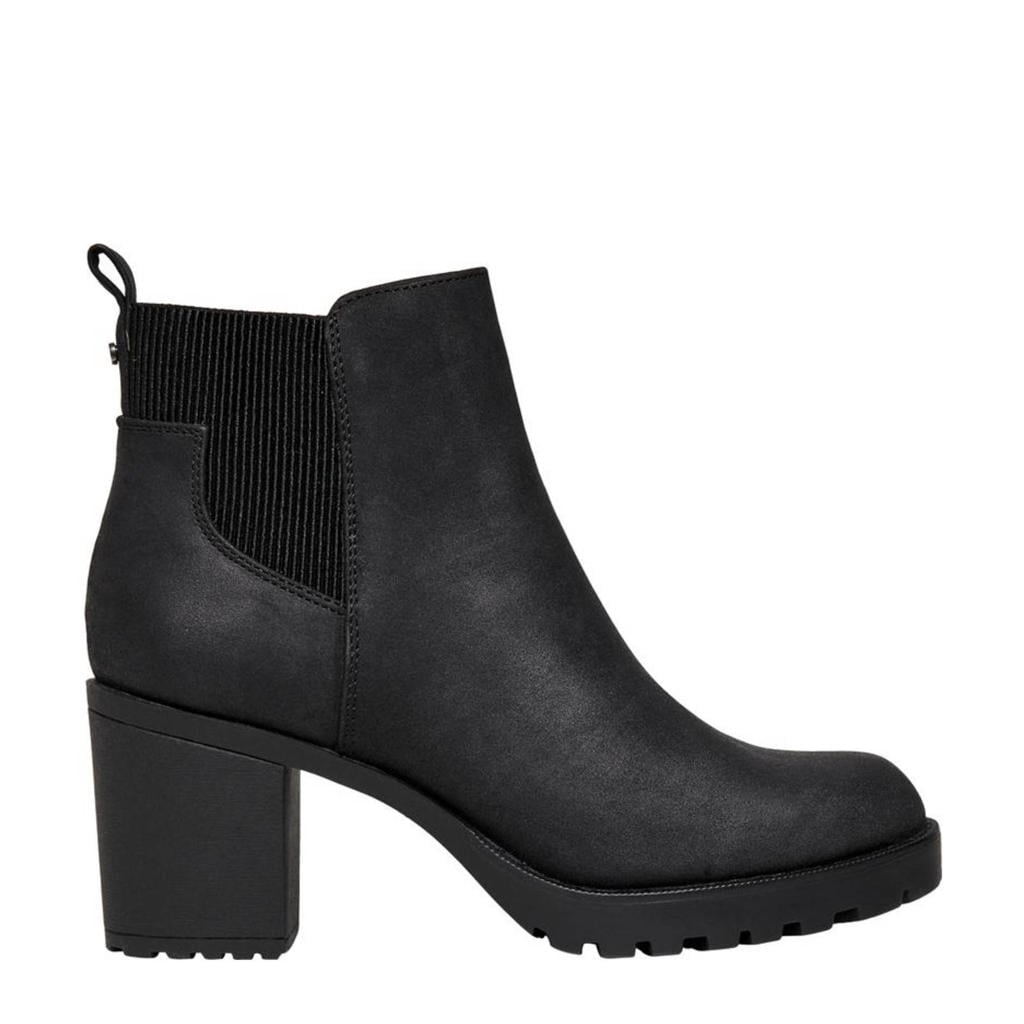 Zwarte dames ONLY Onlbarbara Heeled Bootie Noos chelsea boots van 100% polyester met elastische inzet