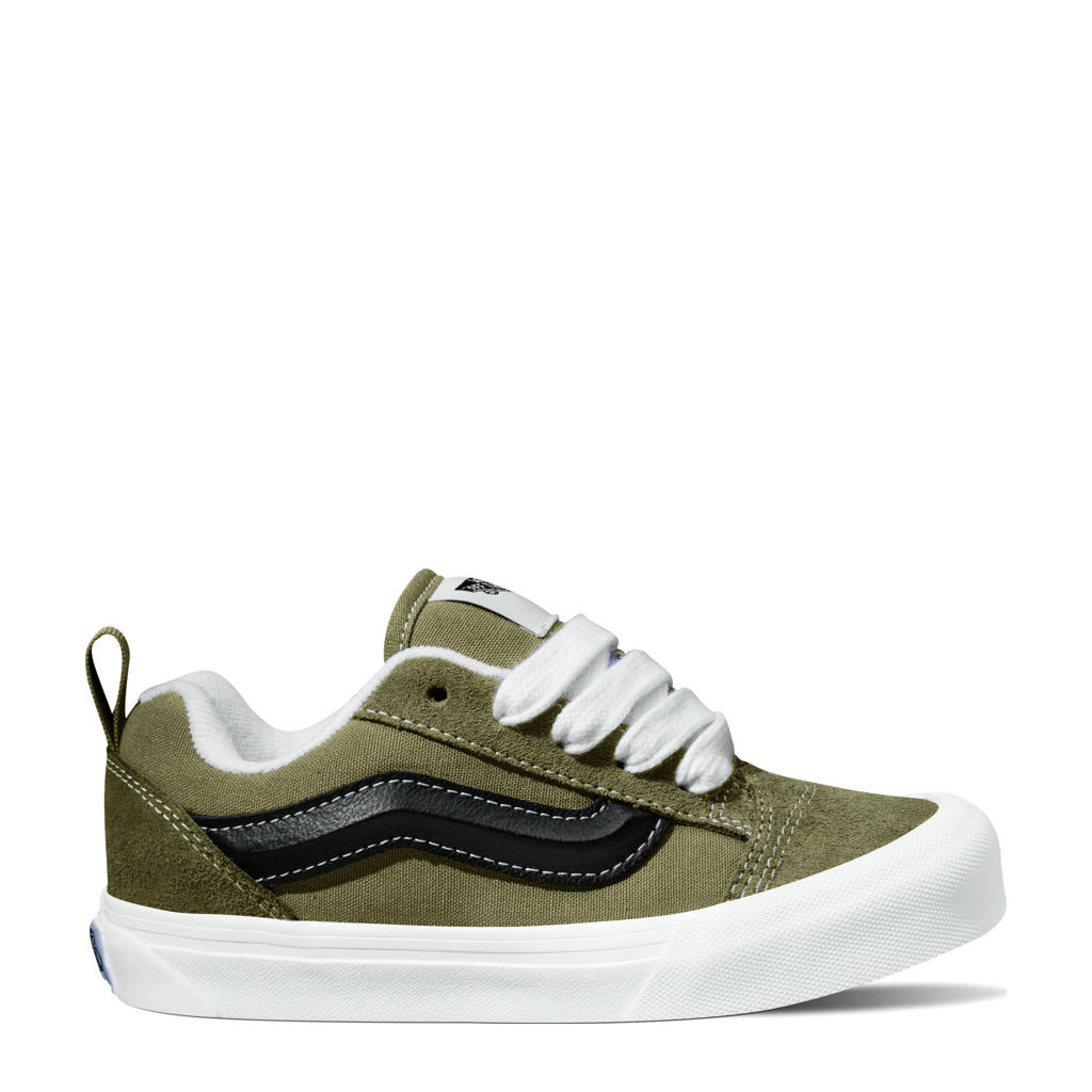 Olijfgroen en zwarte jongens en meisjes VANS Knu Skool sneakers van canvas-suède/voering: textiel/voetbed: textiel met veters