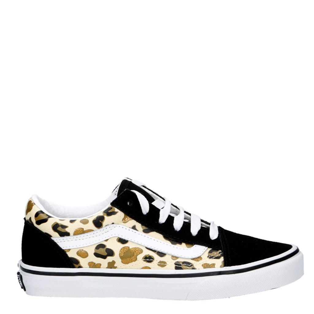 Zwart, bruin en witte jongens en meisjes VANS Old Skool Leopard Glitter sneakers van canvas-suède/voering: textiel/voetbed: eva