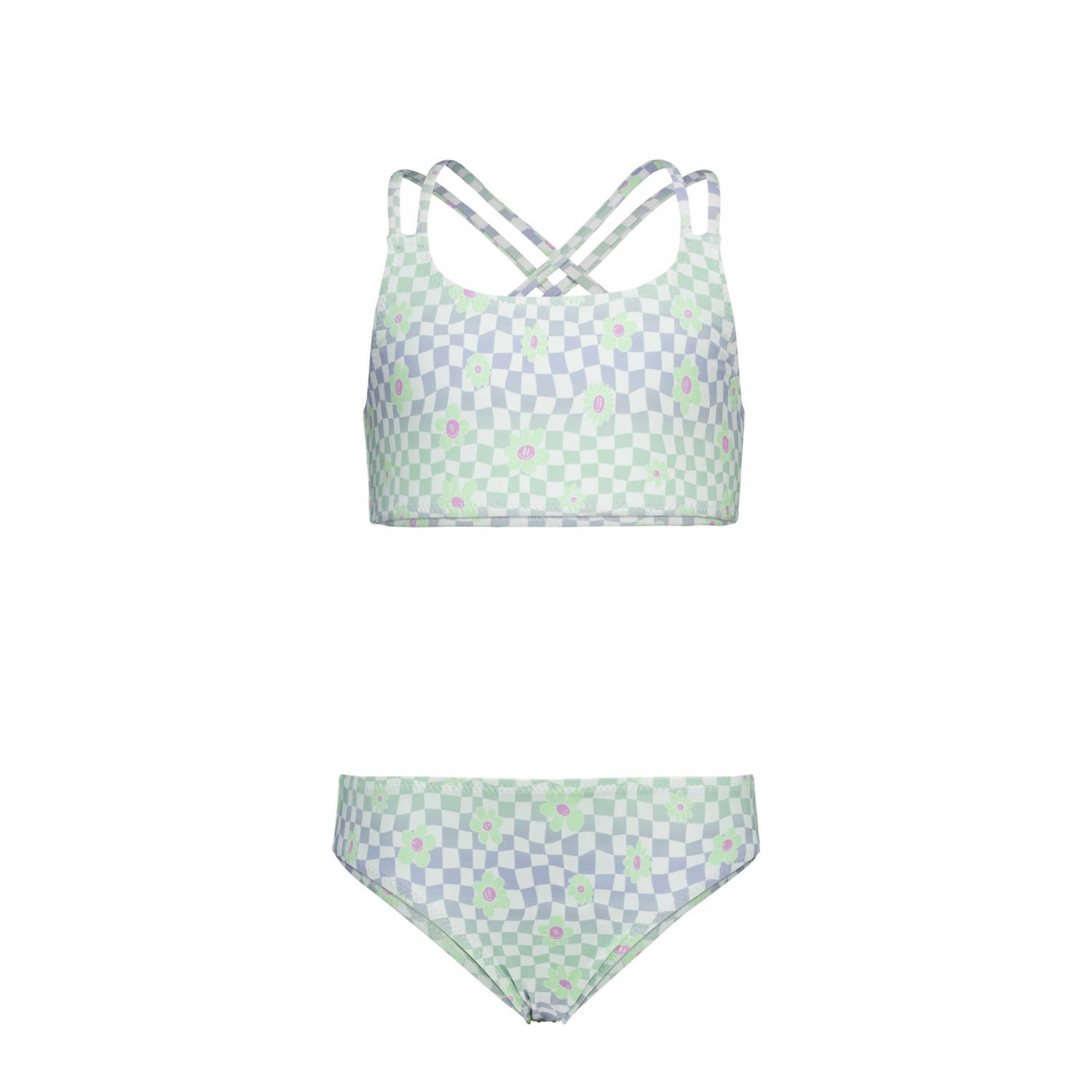 America Today crop bikini groen paars Multi Meisjes Polyamide Bloemen 134 140