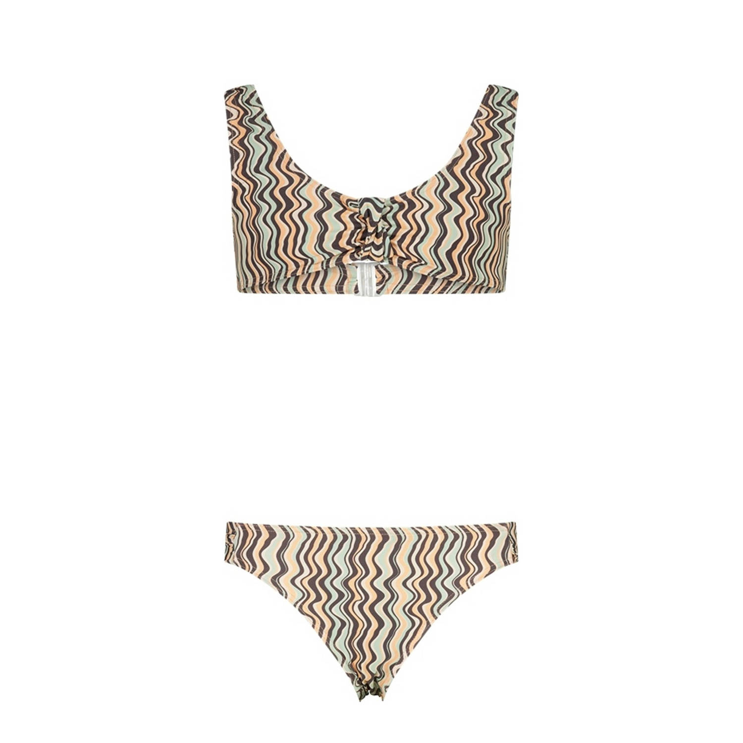 America Today crop bikini bruin oranje Multi Meisjes Polyamide All over print 122 128