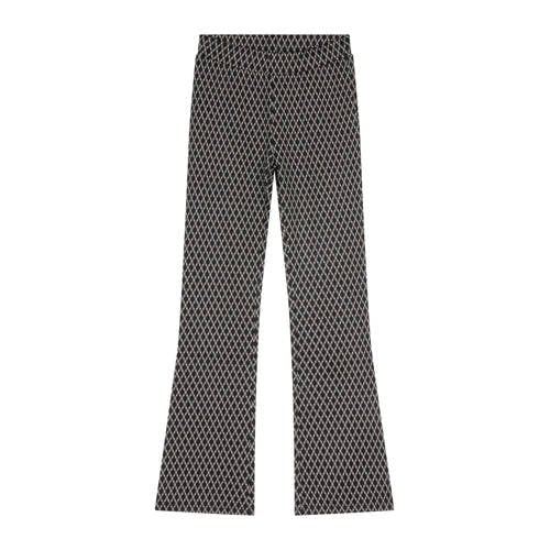 Indian Blue Jeans flared broek met all over print zwart/beige afbeelding