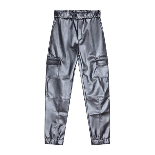 Indian Blue Jeans coated slim fit cargobroek donkergrijs afbeelding