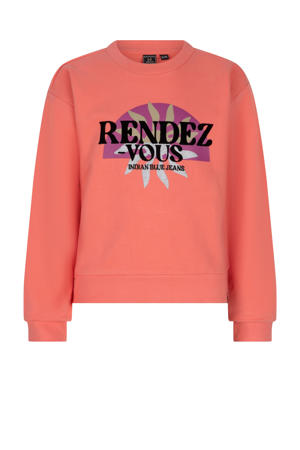 sweater met printopdruk koraaloranje