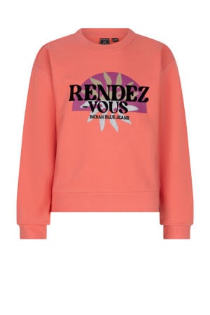 sweater met printopdruk koraaloranje